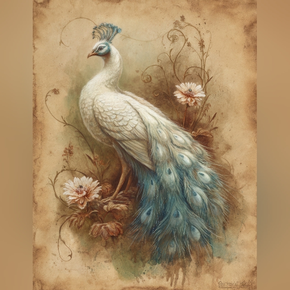 4pc Elegant Peacock Art Print